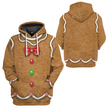 Navidad Christmas Sudadera Estampada con Capucha Hombre de Jengibre Gingerbread Man Cosplay Ropa Casual Unisex